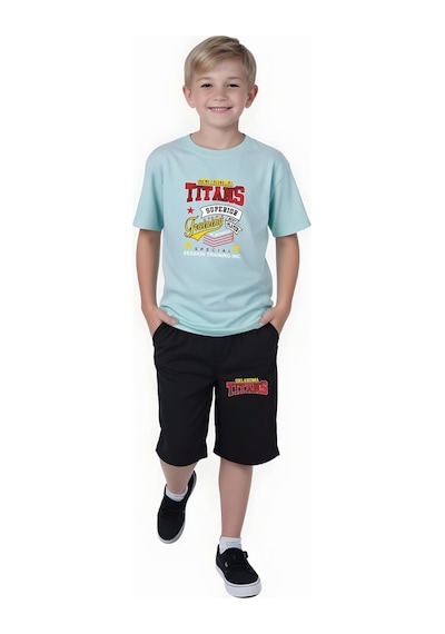 Fyk Kids Erkek Çocuk Yazlık Titans Baskılı Alt-üst Takım Mint Yeşil