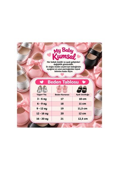 My Baby Kumsal % 100 Deri Bebe Babet Ayakkabı Taban Ve İç Astar Tamamen Deriden Üretilmiştir. Siyah Fiyonk Siyah Fiyonk