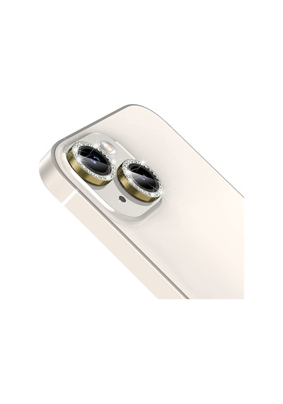 Buff Apple Uyumlu iPhone 14 / 14 Plus Diamond Kamera Lens Koruyucu Gold
