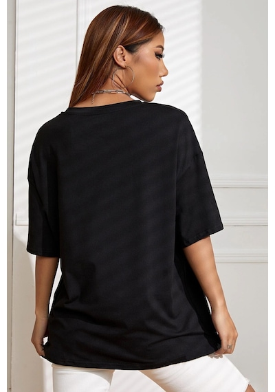 Unisex Mood Baskılı Oversize Tshirt Siyah