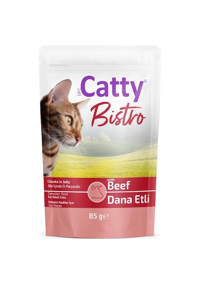 Catty Bistro Jöle İçinde Et Parçacıklı Dana Etli Yetişkin Kedi Konservesi 85 Gr