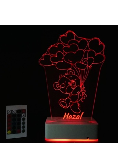 Sevgiliye Özel 3D Balon Ve Ayıcık Masaüstü Led Lamba (459258886)
