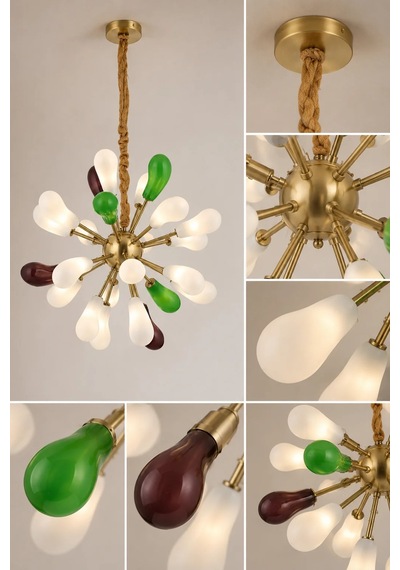 Modern Premium 24'lü Avizesi Çok Kollu Sarkıt 110 Cm Ampül Hediyeli Mutfak Salon Modelleri G9 Duy Gold