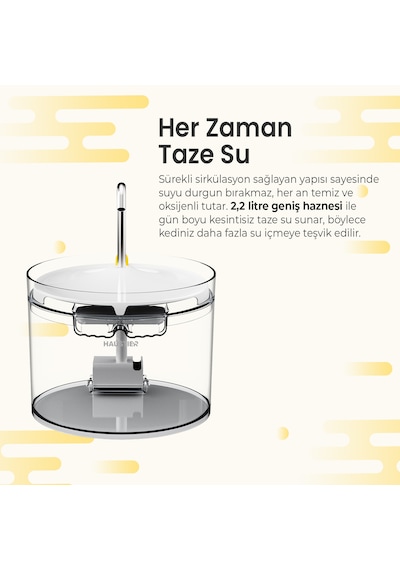 Haustier Fw3 Beyaz Akıllı Mama Kabı, Kedi Su Pınarı Akıllı Beslenme İstasyonu 2 Li Set
