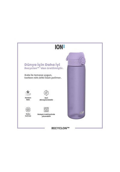 Ion8 - İnce Suluk - Açık Mor - 500 Ml - Sızdırmaz - Bpa İçermeyen