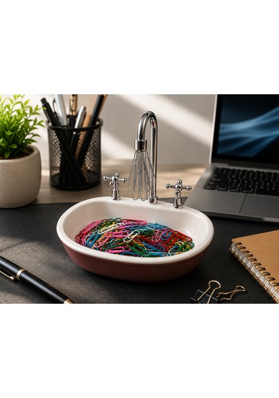 Manyetik Ataç Tutucu Lavabo Tasarımlı Masaüstü Düzenleyici Çok Renkli