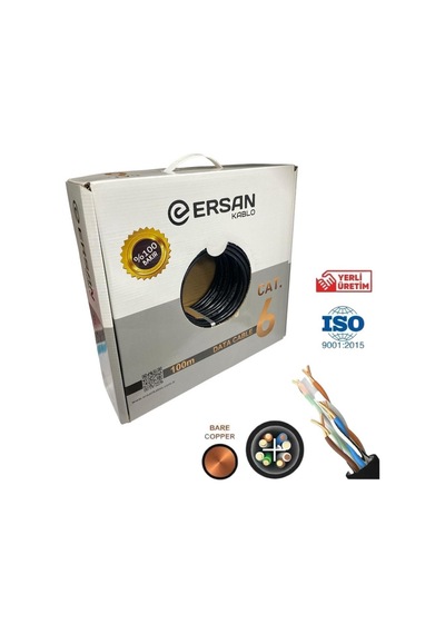 Ersan Kablo 23awg Bakır Cat6 Outdoor Dış Ortam Kablo 100mt Siyah 93310302
