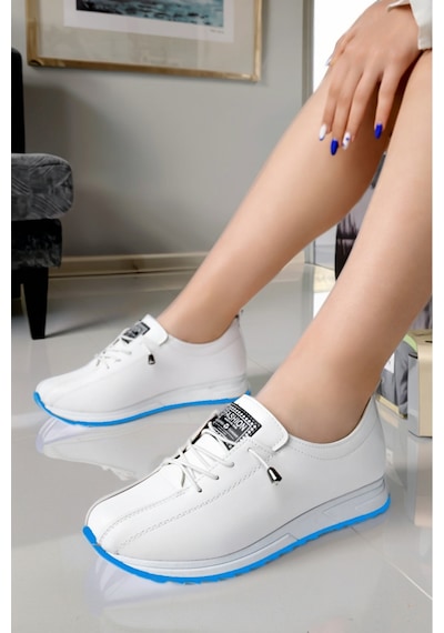Mcaserıng Ortopedik Tabanlı Günlük Kadın Babet Spor Sneaker Ayakkabısı Beyaz - Mavi Mcaserıng Ortopedik Tabanlı Günlük Kadın Babet Spor Sneaker Ayakkabısı Beyaz - Mavi