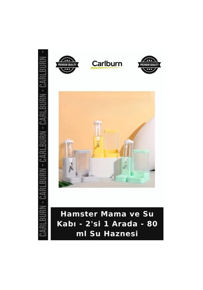 Özel Üretim Besleme Seti Kemirgen Hamster Mama Ve Su Kabı - 2'si 1 Arada - 80 Ml Su Haznesi