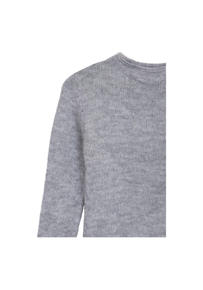 Gri Triko Crop Kazak Gri Melanj