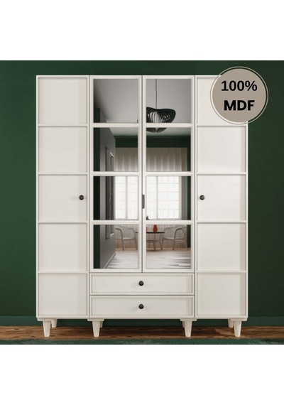 Zambak 4 Kapak Mdf Ayaklı Tasarım Gardırop Aytaşı