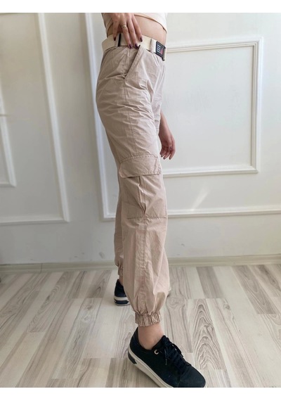 Kadın Kargo Model Pantolon Taş Rengi Sütlü Kahverengi