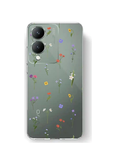 Vivo Y17s Uyumlu Minik Kır Çiçekleri Baskılı Silikon Kılıf