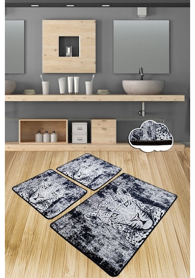 Tıger 3 Lü Set Banyo Halısı Paspas Yıkanabilir Çok Renkli