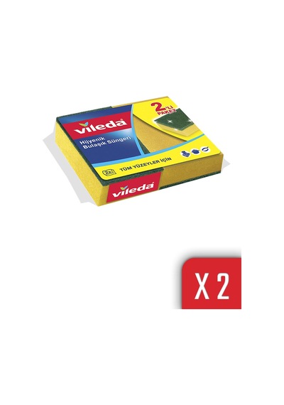 Vileda Düz Hijyenik Bulaşık Süngeri 2 x 2 Adet Sarı
