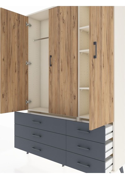 Arges Dolap 5 Raflı 6 Çekmeceli Tek Askılı 132x30x195 Aytaşı-çam/antrasit Atlas Çam/antrasıt Arges Dolap 5 Raflı 6 Çekmeceli Tek Askılı 132x30x195 Aytaşı-çam/antrasit Atlas Çam/antrasıt