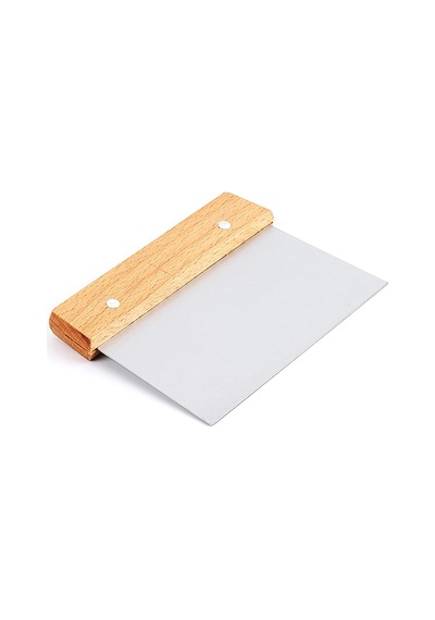 Promosyonca Metal Hamur Kazıyıcı, 14 Cm Ölçekli, Ahşap Saplı, Paslanmaz Çelik Diğer