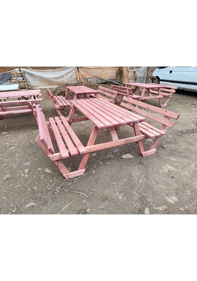 Şen Mobilya Ahşap Ormancı Bahçe Masası Piknik Masası 6 Kişilik P20 Maun
