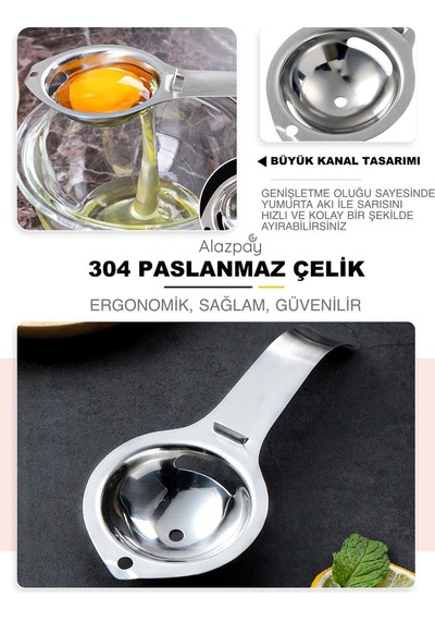 Alazpay 304 Paslanmaz Çelik Yumurta Akı Ayırıcı Süzgeç