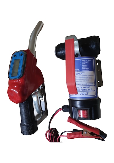 24 Volt Mazot Aktarma Pompası & Sayaçlı Tabanca Seti Litre Ölçme