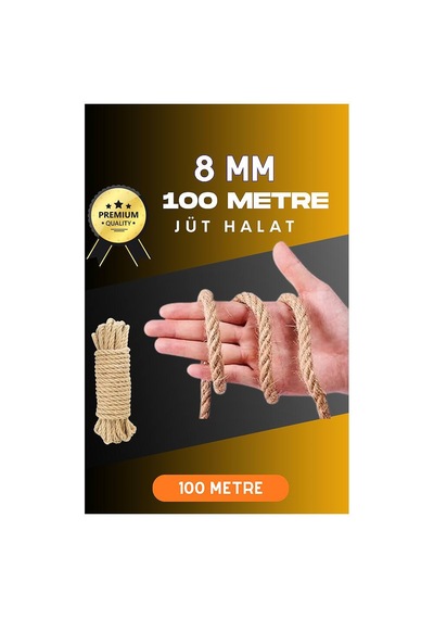 8 Mm 100 Metre Jüt Halat Dekoratif Hasır İp Urgan Süs Evimdeyokyok