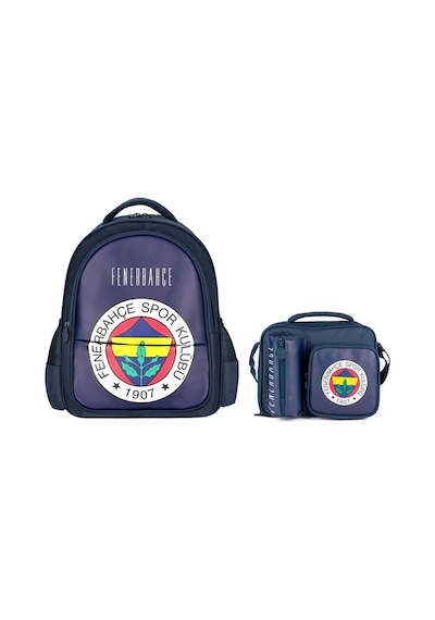 Fenerbahçe Erkek Çocuk Suni Deri Üzerine Arma Baskılı Sırt Çantası Ve Beslenme Çantası Seti - Setme25760b Çok Renkli