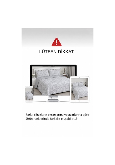 Lavinya Kapitone Tek Kişilik Yatak Örtüsü, Pike Seti, Çift Taraflı Kullanım, Çiçek Desenli 1 Adet Yastık Kılıfı , 160x220 Cm Gri