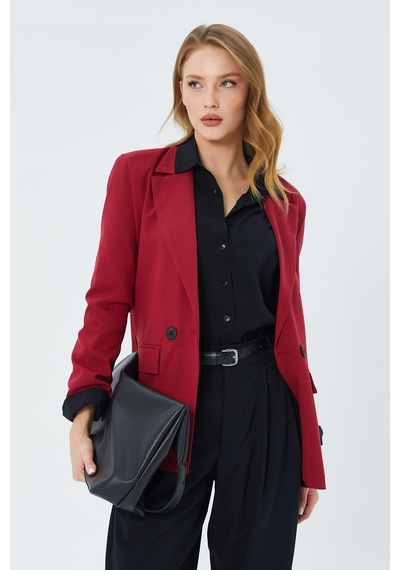 Mixray 4516 Kadın Bezayağı Blazer Ceket Bordo