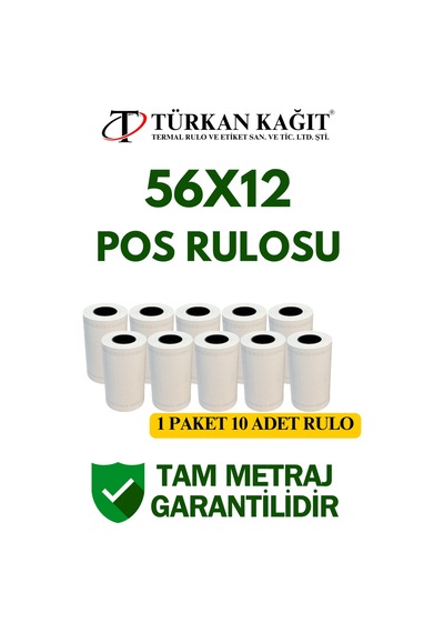 56x12 Termal Rulo - Yazarkasa Pos Rulosu 30 Paket 300 Adet