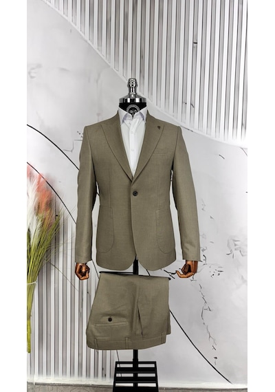 Dupont Classics Dupont Erkek Slim Fit 6 Drop Sivri Yaka Torba Cep Çift Yırtmaç Takım Elbise Haki Dupont Classics Dupont Erkek Slim Fit 6 Drop Sivri Yaka Torba Cep Çift Yırtmaç Takım Elbise Haki