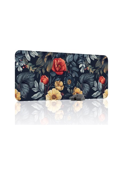 Çiçek Desenleri Kaymaz Dikişli Kauçuk Oyuncu Mousepad V5 - 90x40 Xxl Gaming Mouse Pad Fare Altlığı