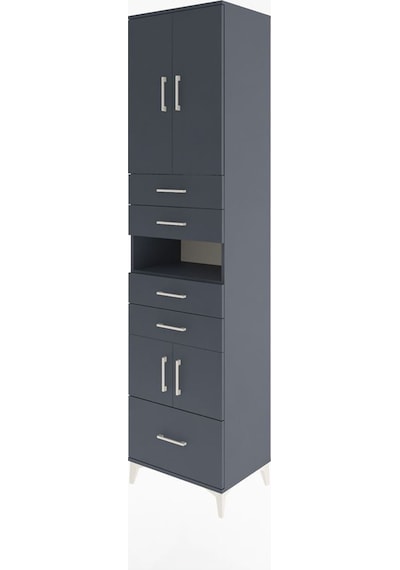 Hyperion Dolap 4 Raflı 5 Çekmeceli 4 Kapaklı 60x44x243 Antrasit-antrasit Antrasit