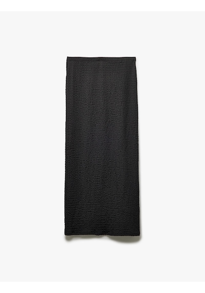 Koton Standart Bel Slim Fit Dokulu Midi Boy Kalem Etek Antrasit 5sak10084ek Antrasit