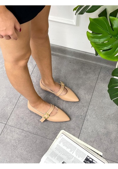 Ervanın Butiği Nude Cilt Adel Bant Detay Kadın Babet-5517 Ten
