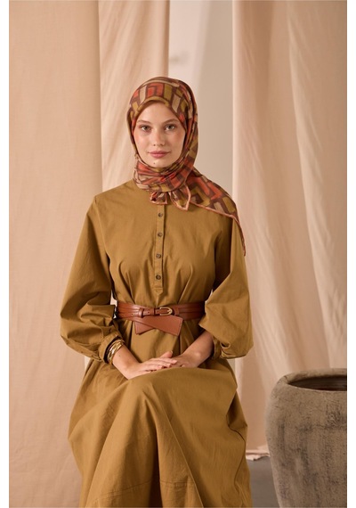 Silk Home Soft Eşarp 73096-09 Kahverengi, Hardal, Turuncu, Krem