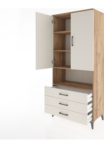 Hyperion Dolap 4 Raflı 3 Çekmeceli 2 Kapaklı 88x44x195 Çam-aytaşı Atlas Çam