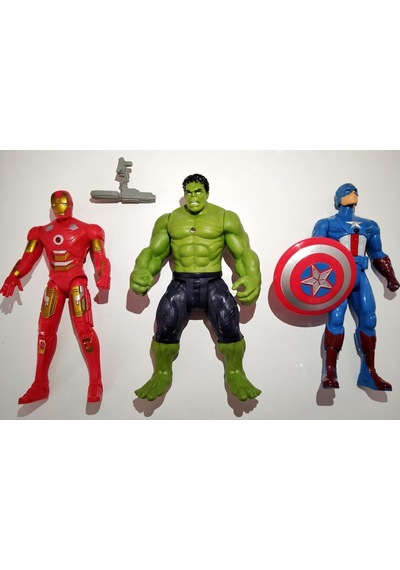 Avengers Demir Adam Hulk Kaptan Amerika 17 Cm 3'lü Işıklı Figür
