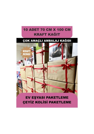 10 Adet 70cm X 100cm 100 Gr. Kraft Ambalaj Kağıdı, Çeyiz Ev Eşyası Hediye Ürün Paketleme, Çocuk Etkinlikleri