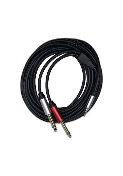 5 Metre 3.5 Mm To 2 X 6.35 Mm Ses Kablosu - Aux To Çivi Jak Mikser Ve Amfi Bağlantı Kablosu