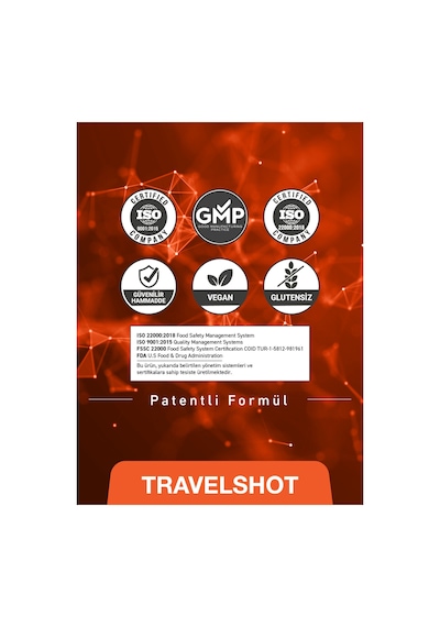Travelshot Taurin, Kafein, Beta-alanin İçeren Gıda Takviyesi 12 Shot
