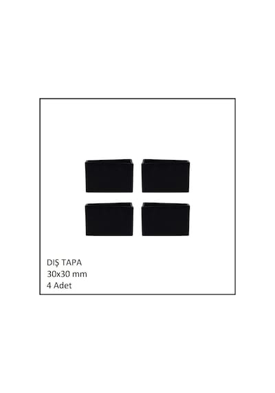 Plastik Dış Tapa, Profil Tapası, Kare, Siyah, 30x30 Mm 4 Adet Siyah