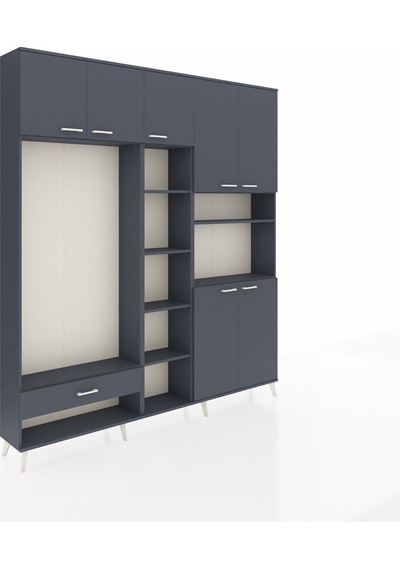 Arges Dolap 11 Raflı Tek Çekmeceli 7 Kapaklı 220x30x243 Antrasit-antrasit/antrasit Antrasıt/antrasıt Arges Dolap 11 Raflı Tek Çekmeceli 7 Kapaklı 220x30x243 Antrasit-antrasit/antrasit Antrasıt/antrasıt