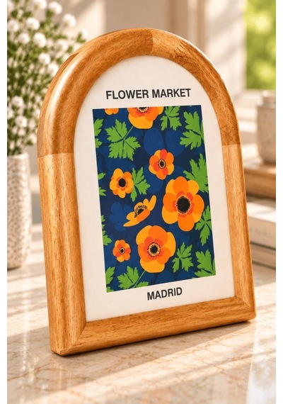 Atbyhome Tokyo Kemer Ahşap Çerçeve 15x20 Cm - Kavisli Masa Üstü Fotoğraf Çerçevesi Ve Dekoratif Tablo