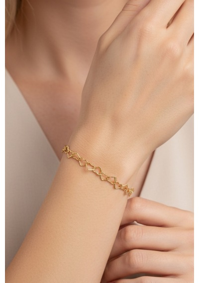 925 Ayar Gümüş 14k Gold Kaplama Kalp Bileklik "aşkın Fısıltısı" Gold