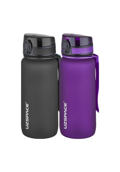 Uzspace 2'li Tritan Matara Seti 650 Ml 14 Farklı Renk Seçeneği Fiftyfifty -3037seta Siyah - Mor