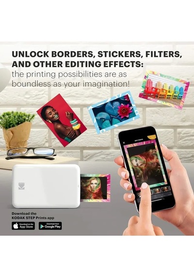 Kodak Step Anında Renkli Fotoğraf Yazıcısı Beyaz Printer Siyah