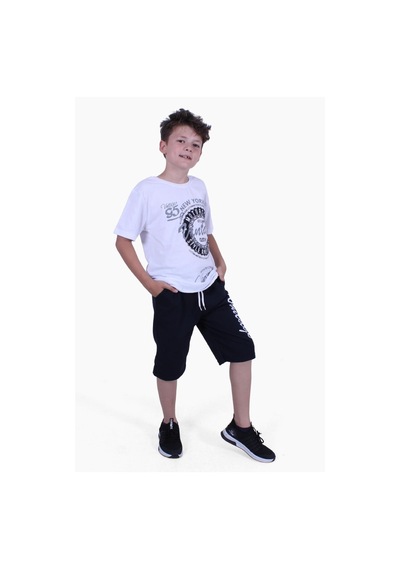 Panios Kids Erkek Çocuk Tişört-kapri Baskılı Alt-üst Takım Siyah