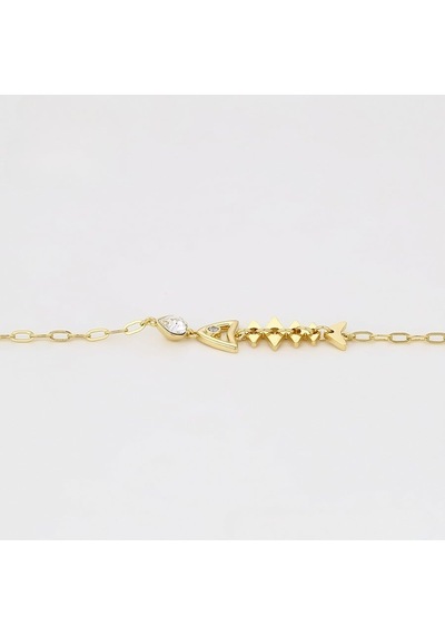 Zirkon Taşlı Balık Figürlü 14 Ayar Altın Kaplama Minimal Kadın Bileklik Gold