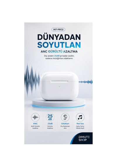 Int Pro 2 Anc Tws Bluetooth Kulaklık Kablosuz In-ear 25db Gürültü Azaltma Bt 5.0 Beyaz - 889163619