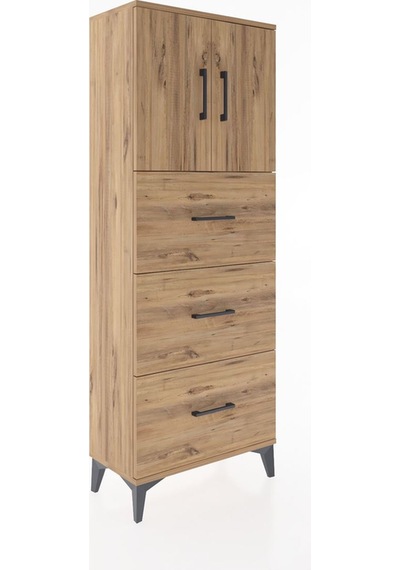 Arges Dolap 2 Raflı 3 Çekmeceli 2 Kapaklı 60x30x163 Çam-çam Çam